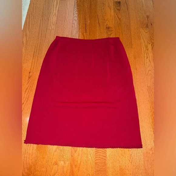 GRACE DANE LEWIS‎ women’s red berry knit pencil skirt stretch size XL midi work - Picture 1 of 4